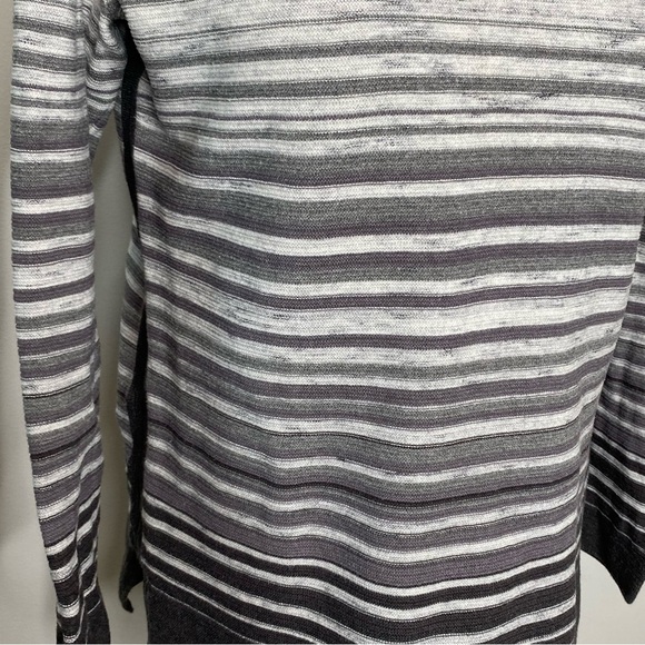 T by Talbots Grey Striped Funnel Neck Sweater - Picture 5 of 10
